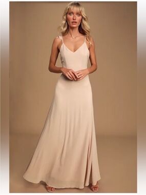 SORELLA VITA Champagne Ivory Spaghetti-Strap Maxi Dress